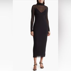 AFRM Marni Turtleneck long sleeve Mesh   Dress